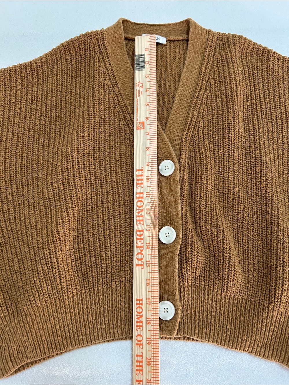 Madewell Camel Ribbed V-Neck Button Cardigan - Picture 8 of 9